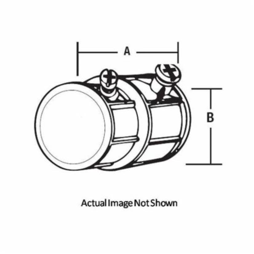 Steel City TX-221 Combination Coupling, 1/2 in, For Use With Flexible Metal to EMT Conduits, Die Cast Zinc